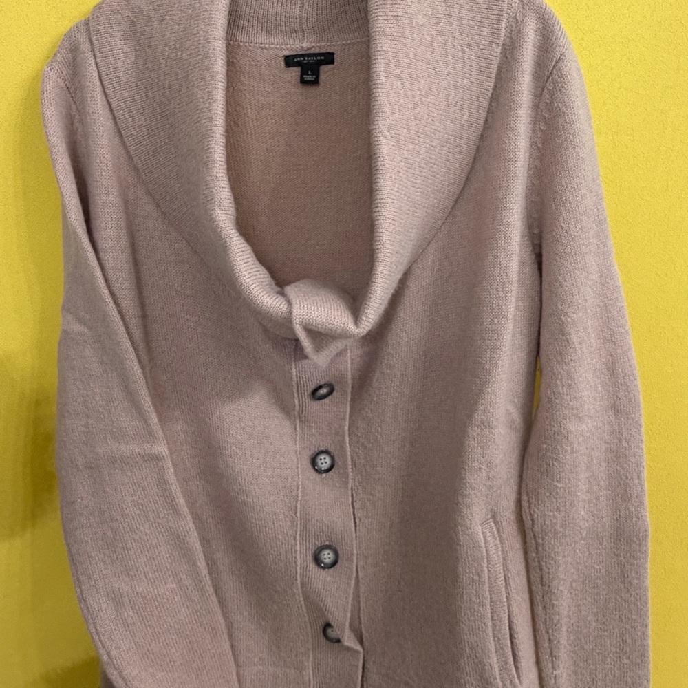 Ann Taylor Soft Pink Cardigan with Shawl Collar